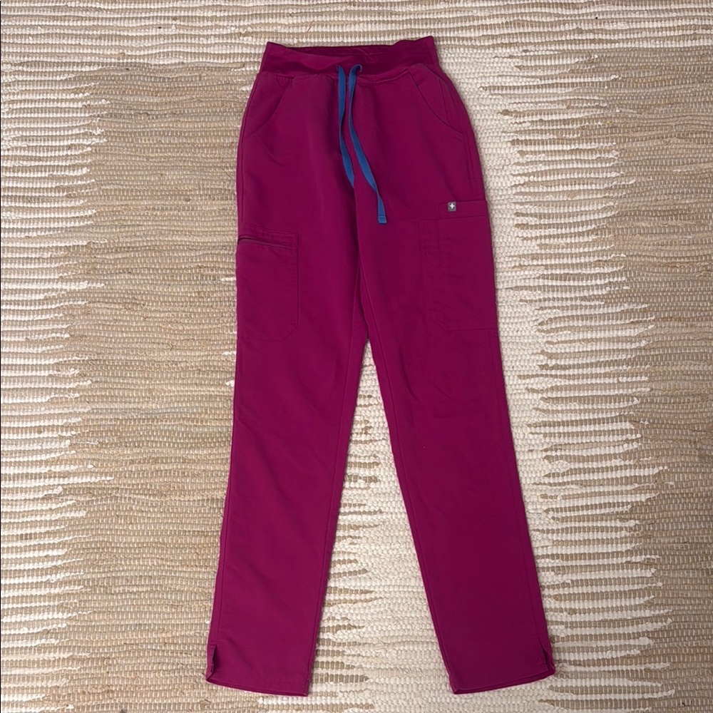 Figs Yola Raspberry Sorbet High Waisted Scrub Pants XXS - Tall